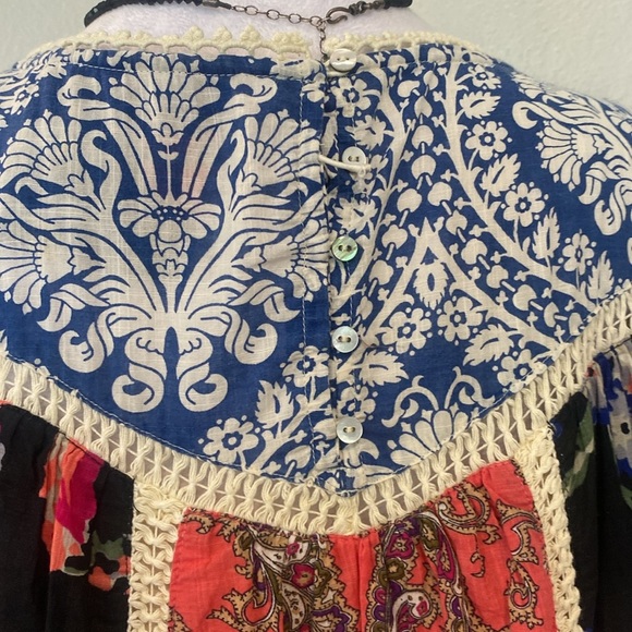 Anthropologie Vanessa Virginia Inez Swing Dress on Bohemian Paisley Floral SZ 4 - Picture 8 of 12